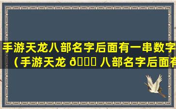 手游天龙八部名字后面有一串数字（手游天龙 🐝 八部名字后面有一串 🌲 数字代表什么）